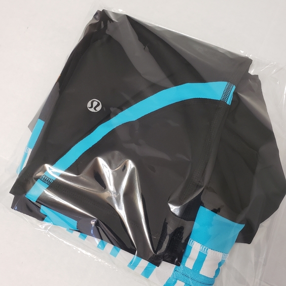 Lululemon Run: Women's Inspire Crop II Black Twin Stripe Spry Blue Spry Blue XL - Picture 9 of 9